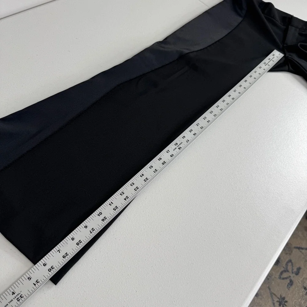 YA-YA Satin Tuxedo Trousers Womens 6 Black Low Rise Flare Dress Pants Y2K Luxury